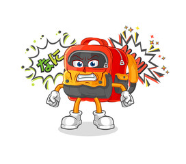 backpack anime angry vector. cartoon character