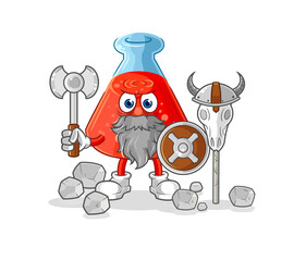 chemical tube viking with an ax illustration. character vector