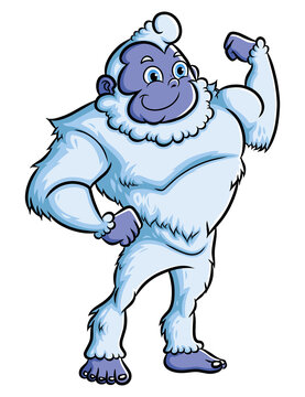 The strong yeti is showing its muscle