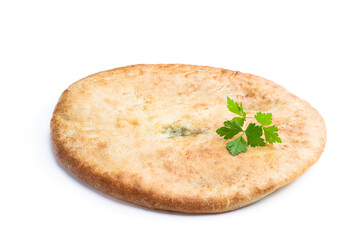 Georgian traditional bread flatbread isolated on white