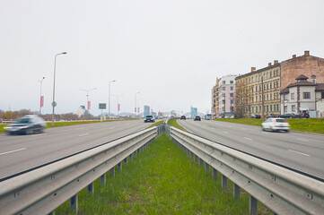Fototapeta na wymiar riga, latvia -1 may 2022 : car road in the city