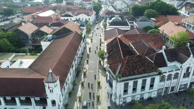 Semarang, Indonesia, May 12, 2022 : Aerial View Old City (Kota Lama) Semarang, Central java, Indonesia.
