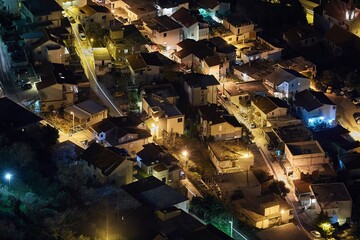 Mediterranean town at night