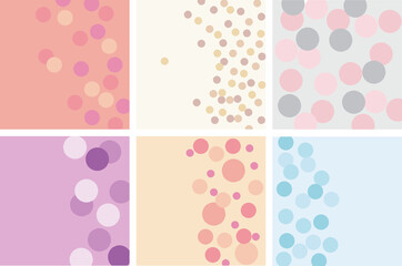 Set of polka dots simple minimalistic backgrounds. Include color swatches