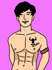 Fototapeta premium cute man cartoon on pink background