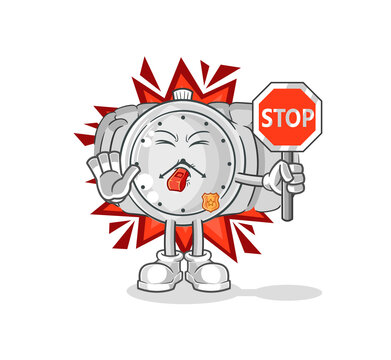 recommend clip art: wristwatch holding stop sign. cartoon mascot vector