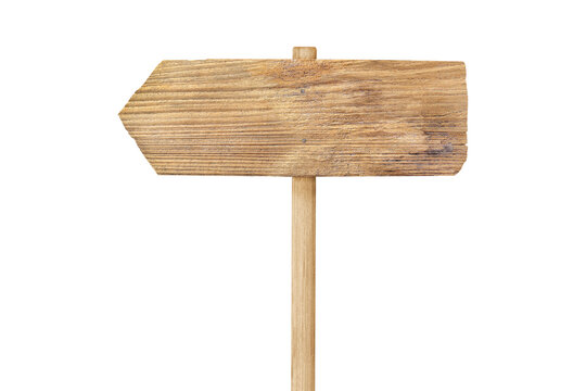 Wooden arrow sign  isolated on white background with clipping path include for design usage purpose.