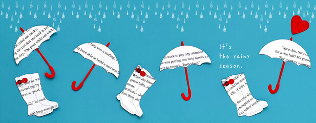 梅雨のフレーム　傘と長靴