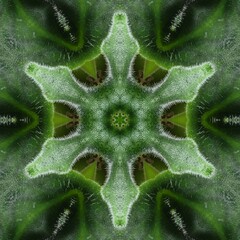 Green mandala from forest Saintpaulia or african violet leaves. Mandala made from natural objects....