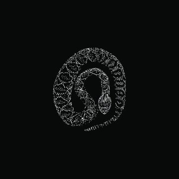 Eastern Diamondback Rattlesnake hand drawing vector illustration isolated on black background