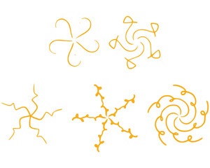 Yellow star doodle illustration isolated on white background