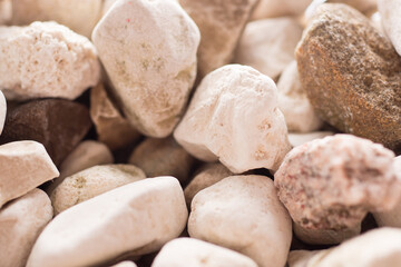 Macro photo decoration garden stones. white stones background