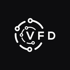 Fototapeta premium VFD technology letter logo design on black background. VFD creative initials technology letter logo concept. VFD technology letter design.