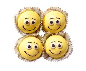 donuts made in the form of emoticons isolated on a white background.