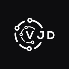 VJD technology letter logo design on black  background. VJD creative initials technology letter logo concept. VJD technology letter design.
