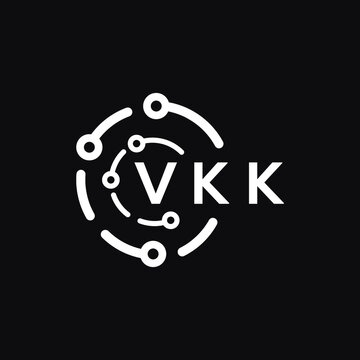 VKK technology letter logo design on black  background. VKK creative initials technology letter logo concept. VKK technology letter design.
