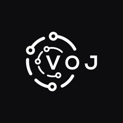 VOJ technology letter logo design on black  background. VOJ creative initials technology letter logo concept. VOJ technology letter design.