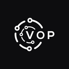 VOP technology letter logo design on black  background. VOP creative initials technology letter logo concept. VOP technology letter design.