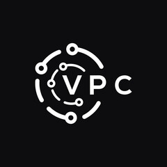 VPC technology letter logo design on black  background. VPC creative initials technology letter logo concept. VPC technology letter design.