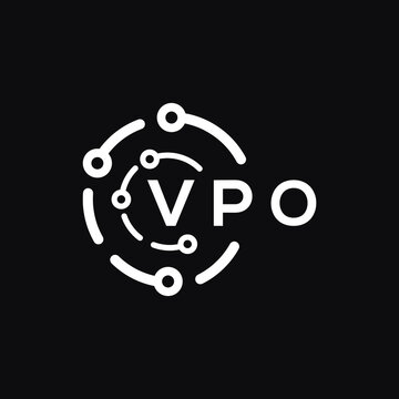 VPO technology letter logo design on black  background. VPO creative initials technology letter logo concept. VPO technology letter design.

