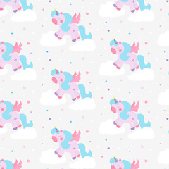 Seamless vector pattern with unicorns 