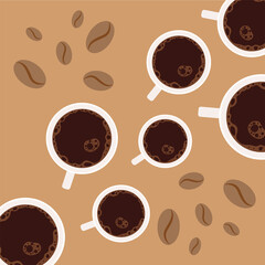 top view cups of coffee