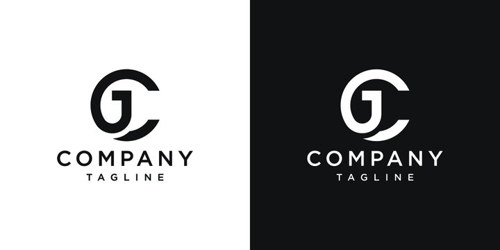 Creative Initial JC Monogram Logo Design Icon Template White and Black Background