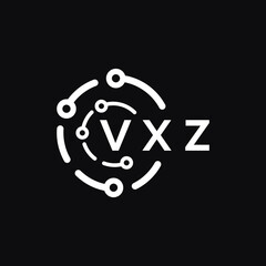 VXZ technology letter logo design on black  background. VXZ creative initials technology letter logo concept. VXZ technology letter design.