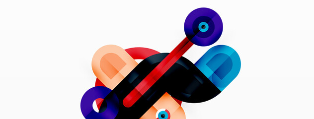 Creative geometric wallpaper. Minimal geometric background with round shapes. Trendy techno business template for wallpaper, banner, background or landing