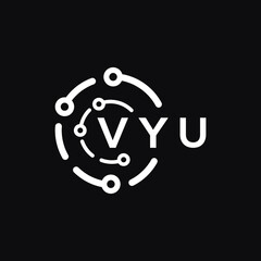 VYU technology letter logo design on black  background. VYU creative initials technology letter logo concept. VYU technology letter design.