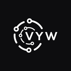 VYW technology letter logo design on black  background. VYW creative initials technology letter logo concept. VYW technology letter design.