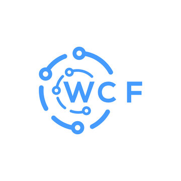 WCF technology letter logo design on white  background. WCF creative initials technology letter logo concept. WCF technology letter design.
