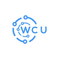 WCU technology letter logo design on white  background. WCU creative initials technology letter logo concept. WCU technology letter design.
