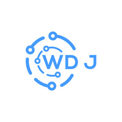 WDJ technology letter logo design on white  background. WDJ creative initials technology letter logo concept. WDJ technology letter design.
