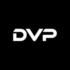DVP letter logo design with black background in illustrator, vector logo modern alphabet font overlap style. calligraphy designs for logo, Poster, Invitation, etc.