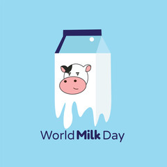 world milk day greeting or banner design. celebrate on 1 june every year