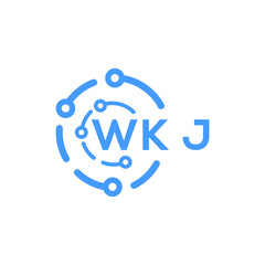 WKJ technology letter logo design on white  background. WKJ creative initials technology letter logo concept. WKJ technology letter design.