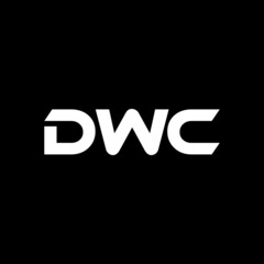 DWC letter logo design with black background in illustrator, vector logo modern alphabet font overlap style. calligraphy designs for logo, Poster, Invitation, etc.
