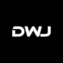 DWJ letter logo design with black background in illustrator, vector logo modern alphabet font overlap style. calligraphy designs for logo, Poster, Invitation, etc.