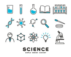 シンプルで使いやすい理科や化学のアイコンベクターイラスト素材／サイエンス／科学 - obrazy, fototapety, plakaty