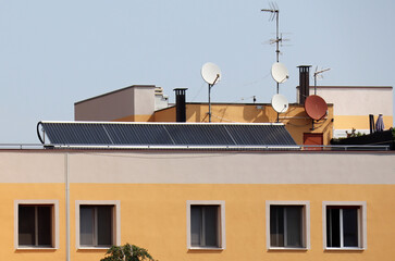 Solar Panels for renewable electrical energy production. Alternative energy concept