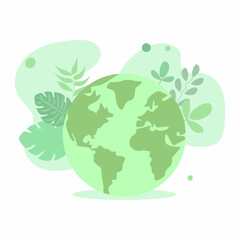 green planet, an ecological concept of vector flat illustration