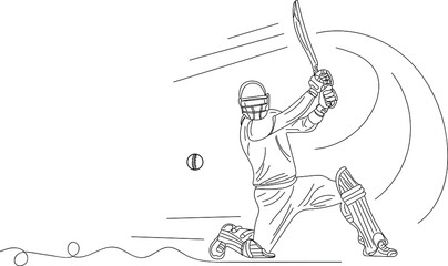
Cricket Logo, Cricket silhouette, Cricket Vector Illustration, Outline sketch drawing of Batsman playing cover drive shot, line art illustration of batsman playing stylish cricket shot - obrazy, fototapety, plakaty