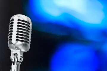 Studio microphone on background for studio podcast
