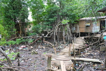 The isolated stilt village Kampung Batu at the rural of east Malaysia sabah. 