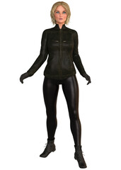 Fototapeta premium 3D Girl in leather pants and jacket