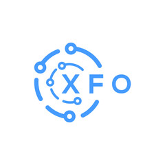 XFO technology letter logo design on black  background. XFO creative initials technology letter logo concept. XFO technology letter design.