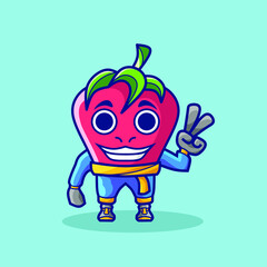 Cute strawberry fruit character logo. Abstract vector illustration. 