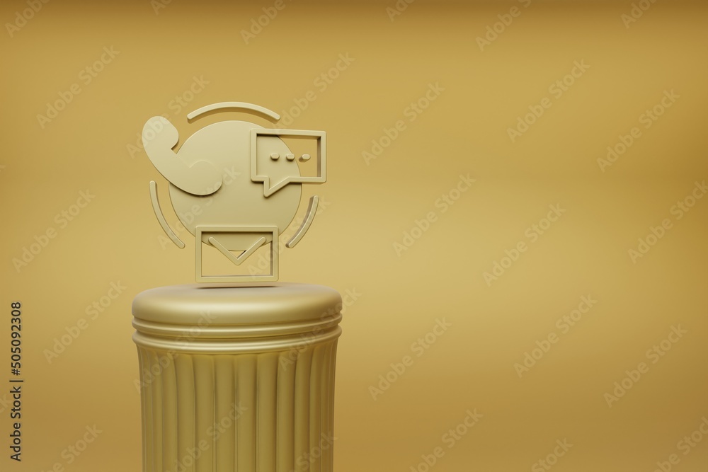 Aufkleber Beautiful abstract illustrations Golden Customer Support symbol icons on a golden column and wonderful background. 3d rendering illustration. Background pattern for design. Online Shopping