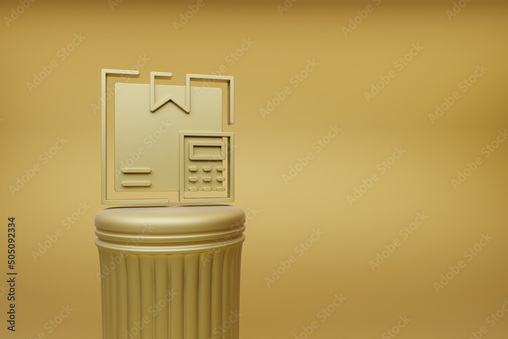 Leinwandbilder beautiful abstract illustrations golden delivery box calculator symbol icons on a golden column and 
